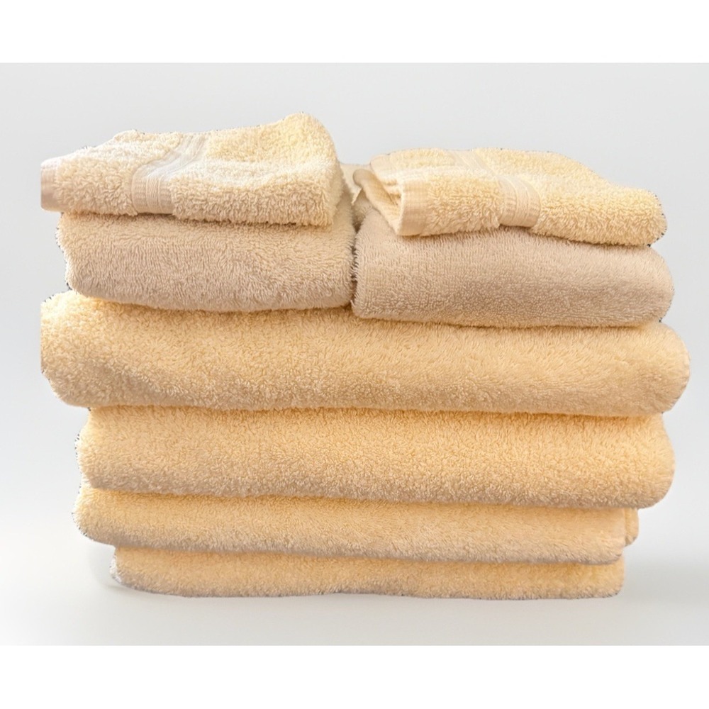 Vintage Lauren Ralph Lauren Towel Set 8 PCS Bath Hand Face Butter Yellow Soft